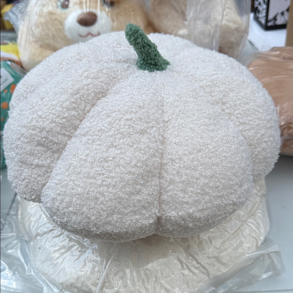 Plush White Pumpkin Pillow